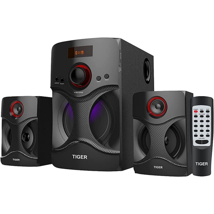 مكبر صوت بلوتوث تايجر مع ريموت كنترول، أسود - TG-2035