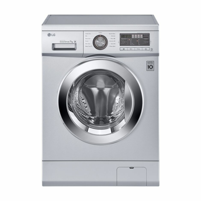 غسالة إل جي أمامية ديجيتال أوتوماتيك، 7 كجم، F1296QD24 - فضي