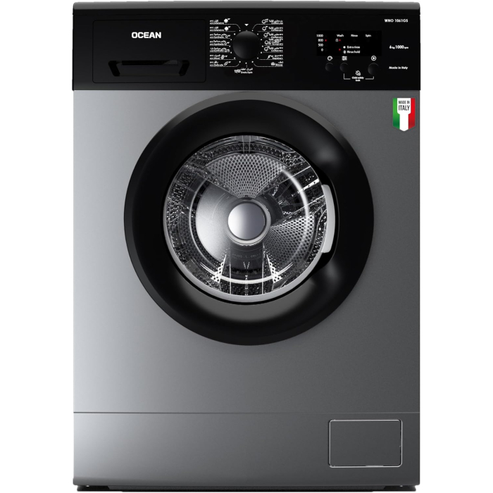 غسالة ملابس اوشن فول اوتوماتيك، تحميل امامي، 6 كجم، فضي - WNO 1061 GS