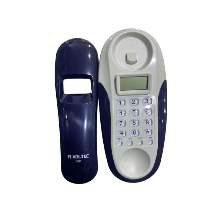 تليفون أرضي سلكي العدل تك، شاشة رقمية، 50C - ازرق ابيض