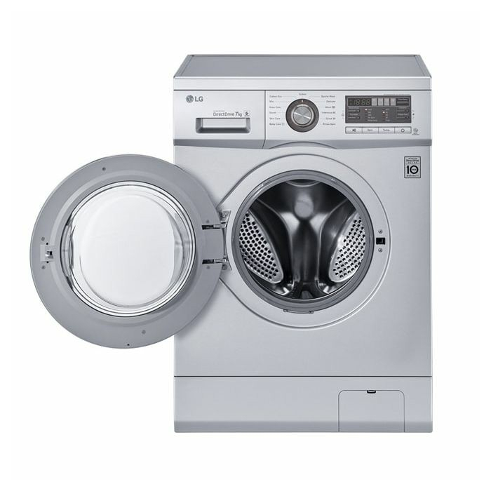 غسالة إل جي أمامية ديجيتال أوتوماتيك بتكنولوجيا الذكاء الاصطناعي، 7 كجم، F1296QD24 - فضي