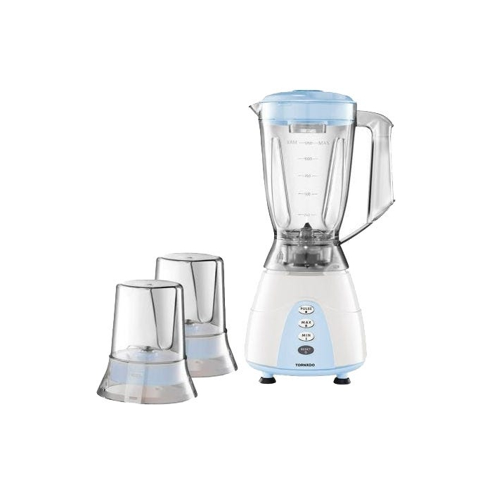 خلاط كهربائي تورنيدو، 500 وات، 1.5 لتر ، 2 مطحنة ، MX5200/2-LBLUE - ازرق فاتح
