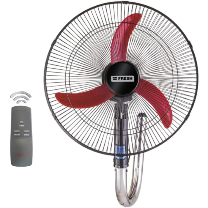 مروحة حائط فريش بريموت كنترول، 18 بوصة -أسود / أحمر