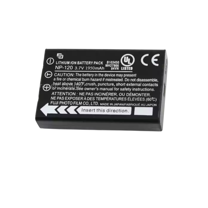 بطارية كاميرا فوجي فيلم ليثيوم أيون قابلة لإعادة الشحن، 1950 مللي امبير، NP-120 - اسود