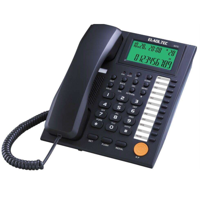 تليفون أرضي سلكي العدل تك، شاشة رقمية، 927C - أسود