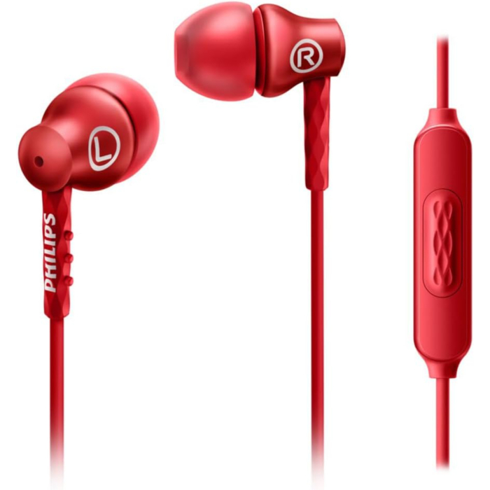 سماعة اذن سلكيه فيليبس ، مايكروفون, SHE8105RD - احمر