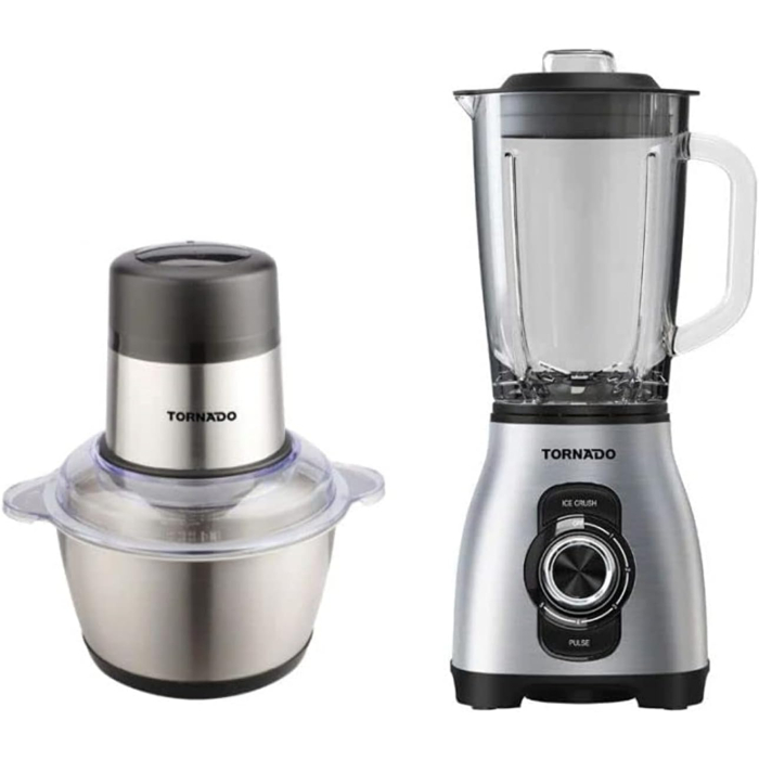 خلاط تورنيدو زجاجي، 800 وات كبة، 300 وات، سعة 1.75 لتر، TSET-GBLCH - فضي