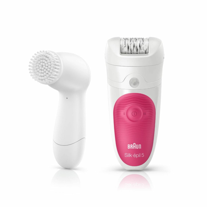 ماكينة لإزالة الشعر براون سيلك-إبيل 5 للاستخدام الجاف والرطب للنساء مع 3 ملحقات، SE5539 - أبيض بينك