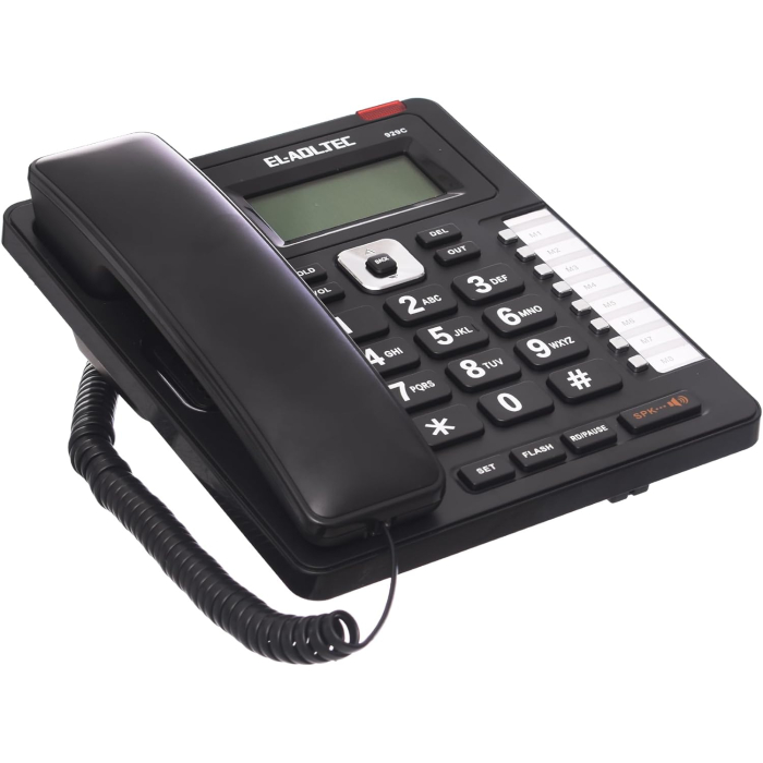 تليفون أرضي سلكي العدل تك، شاشة رقمية، 929C - أسود