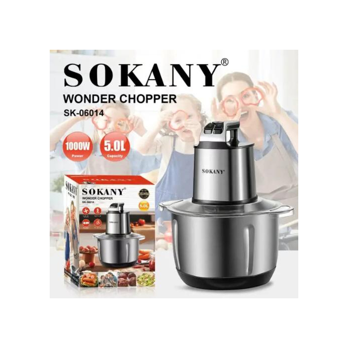 Sokany Chopper SK-06014 – 1000W Stainless Steel Electric Wonder Chopper with 5L Capacity & 3 Speeds