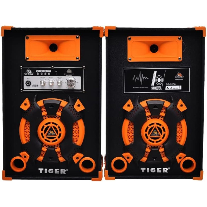 مكبر صوت كاريوكي تايجر بروفيشنال هاي فاي ديجيتال، 20 واط، بلوتوث، برتقالي واسود - TG-5200