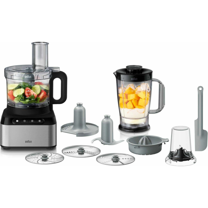 محضر طعام براون PurEase، سعة 2.1 لتر، 800 وات، فضي واسود - FP 3233 SI