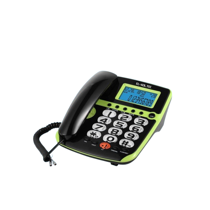 تليفون أرضي سلكي العدل تك، شاشة رقمية، 205BE - اخضر