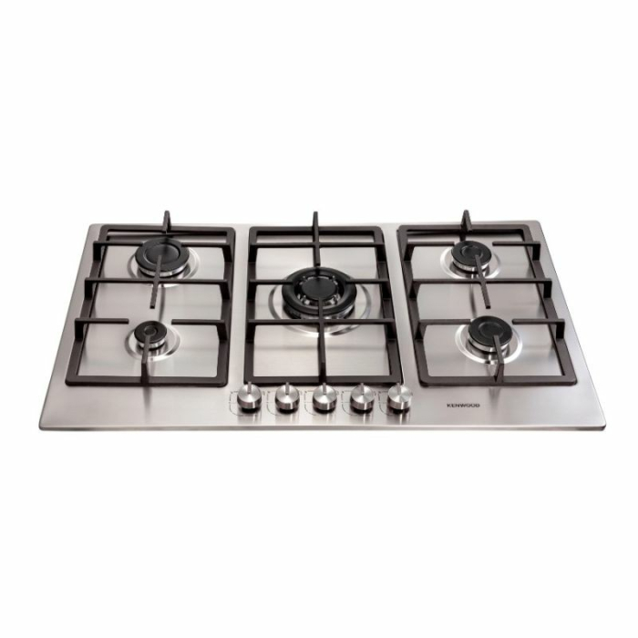مسطح غاز كينوود بلت ان، 5 شعلات، 90 سم، HOB90-000SS - فضي أسود