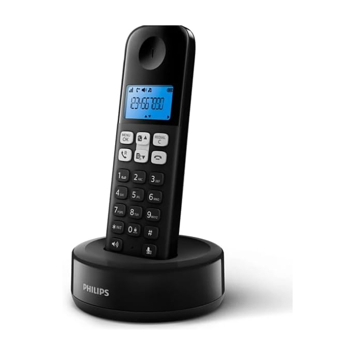 تليفون ارضي فيليبس لاسلكي بسماعة واحدة D161، اسود - D1611B/63