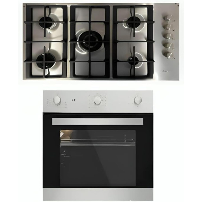 بوتاجاز ناردي غاز حر، 600 مم، SCG55 AVX + FGX08XN - فضي أسود