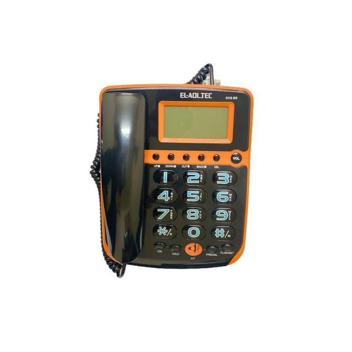 تليفون أرضي سلكي العدل تك، شاشة رقمية، 205BE - برتقالي