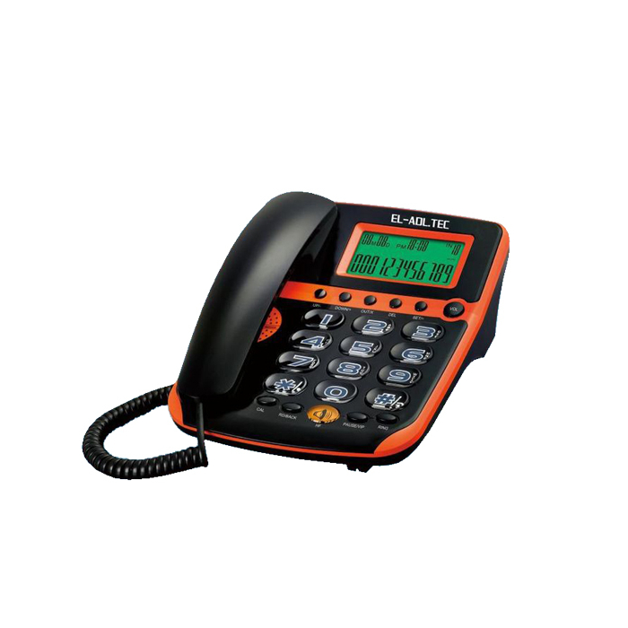 تليفون أرضي سلكي العدل تك، شاشة رقمية، 205BE - احمر