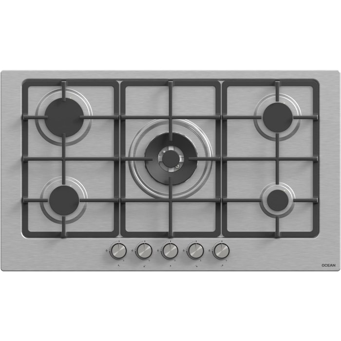 مسطح بلت ان غاز اوشن، 90 سم، 5 شعلة، ستانلس ستيل - OHGFR95IPROSVC