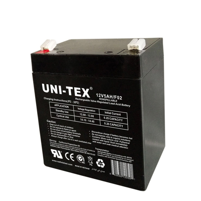 بطارية يونيتكس، 12 فولت، 5 أمبير - أسود