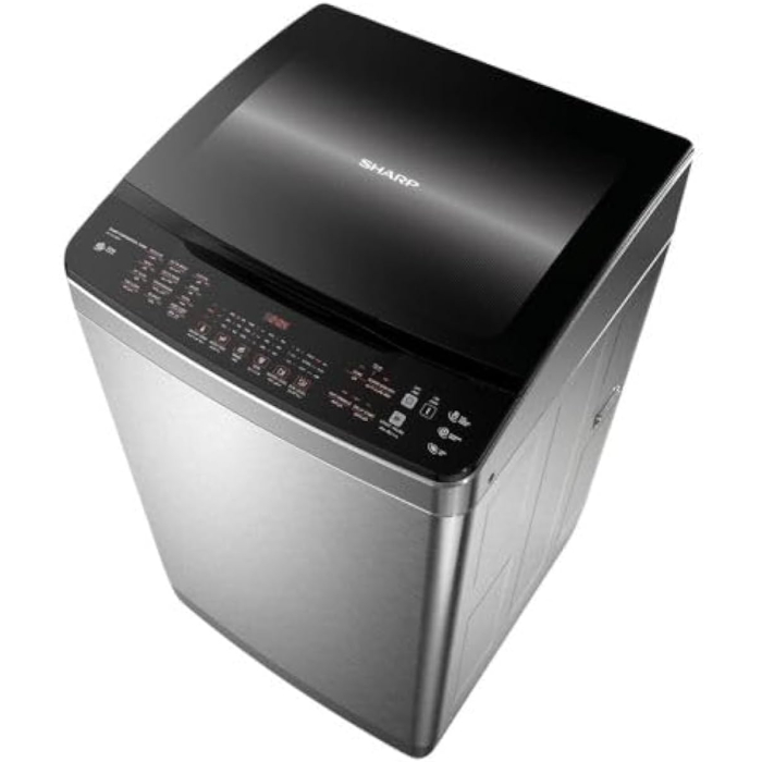 غسالة ملابس فوق اتوماتيك شارب تحميل علوي، 15 كيلو، شاشة تاتش ديجيتال، انفرتر، ES-TD15GSSP - فضي