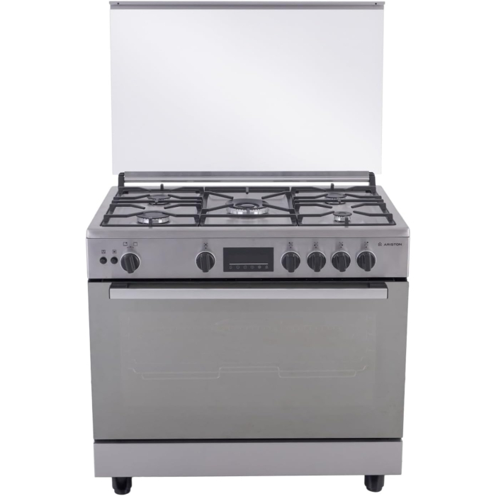 بوتجاز غاز ستانلس ستيل اريستون 5 شعلة بشاشة ديجيتال، 90 سم، ARR9GGF33229XNA - فضي