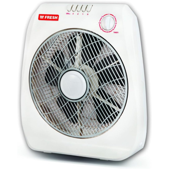 مروحة بوكس فريش، 12 بوصة، 5 ريش، 3 سرعات - أبيض