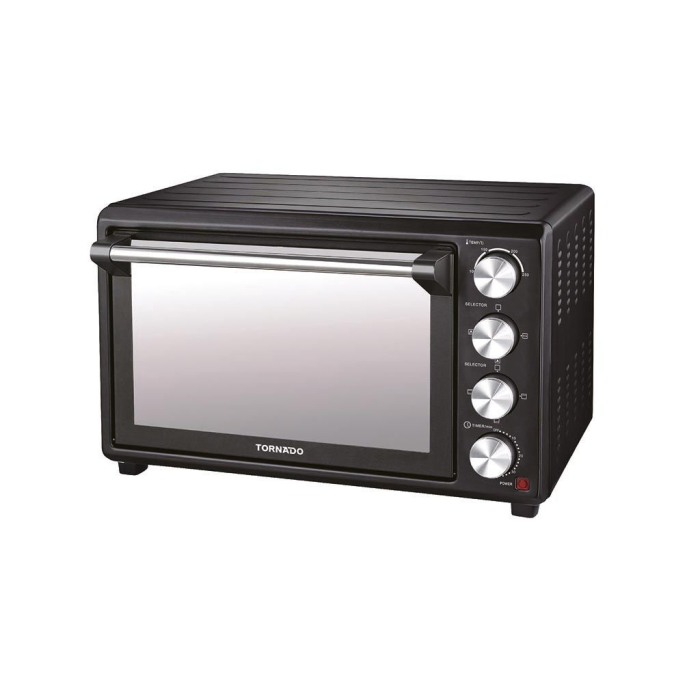 فرن كهربائي تورنيدو 55 لتر 2200 وات شواية مروحة أسود TEO-55KDM-BK