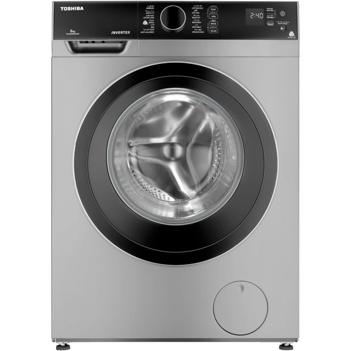 غسالة توشيبا تحميل أمامي فول أوتوماتيك، سعة 8 كجم، TW-BJ90M4E(SK) - فضي