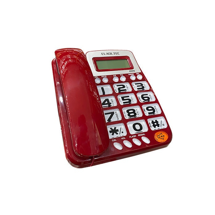 تليفون أرضي سلكي العدل تك، شاشة رقمية، 923C - احمر