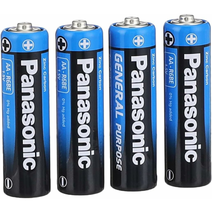 مجموعة بطاريات باناسونيك AA، عدد 4 قطع - أزرق أسود