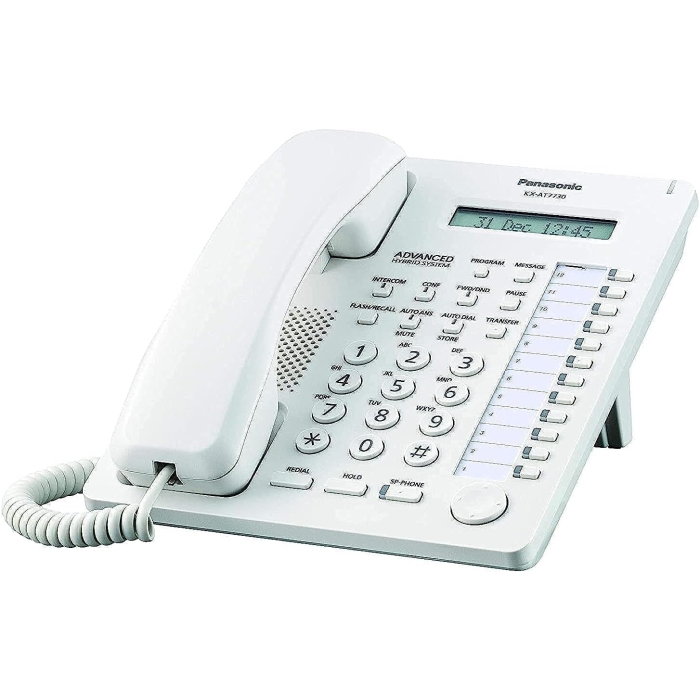 تليفون أرضي سلكي باناسونيك، شاشة رقمية، KXT7730CE - ابيض