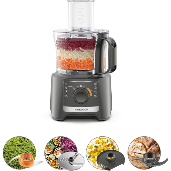 محضر طعام كينوود MultiPro Compact، سعة 2.1 لتر، 800 وات، رمادي - FDP31.020GY