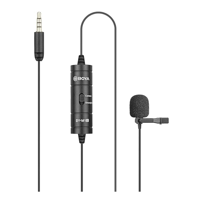ميكروفون لافالير بويا صغير الحجم قابل للتركيب، BY-M1S - أسود