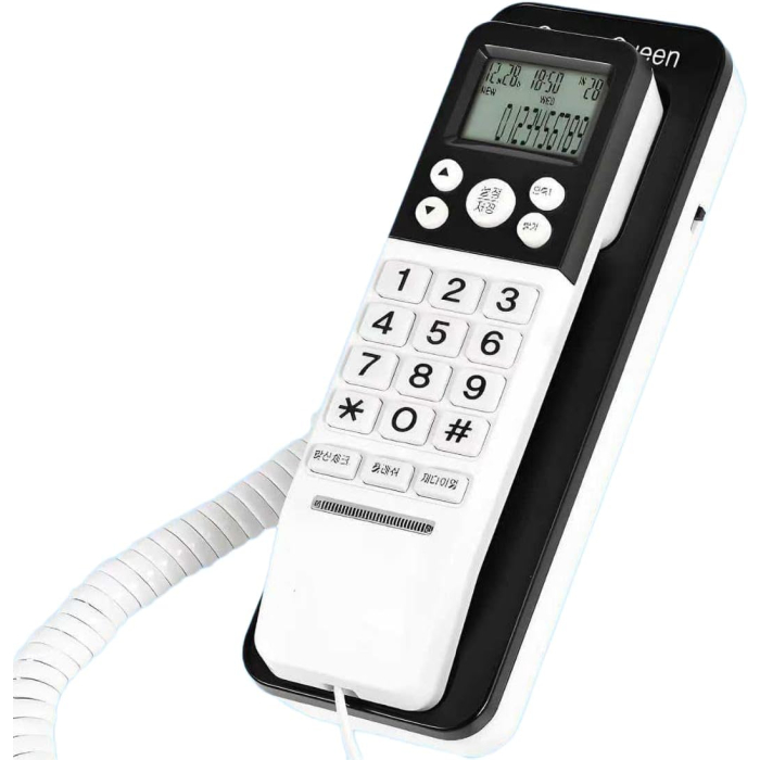 هاتف أرضي سلكي من العدل تك، أسود-أبيض- 108BE