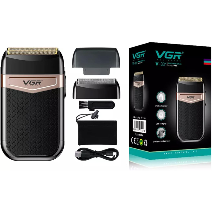 ماكينة حلاقة في جي آر للرجال مقاومة للماء، V-331 - أسود