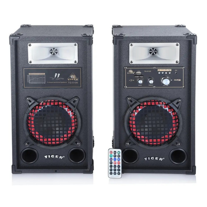 مكبر صوت بلوتوث تايجر مع ريموت كنترول، أسود - TG-5100