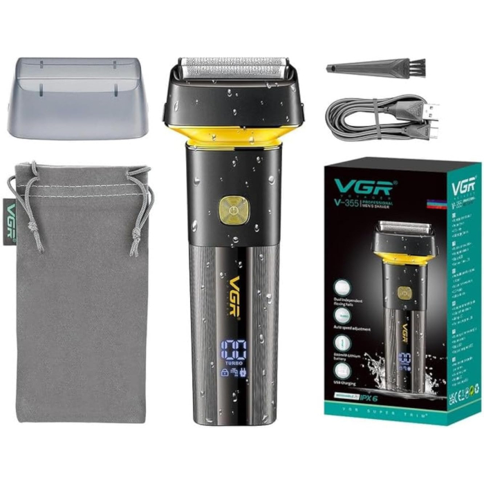 ماكينة حلاقة احترافية قابلة لإعادة الشحن للاستخدام الرطب والجاف، أسود - V-355