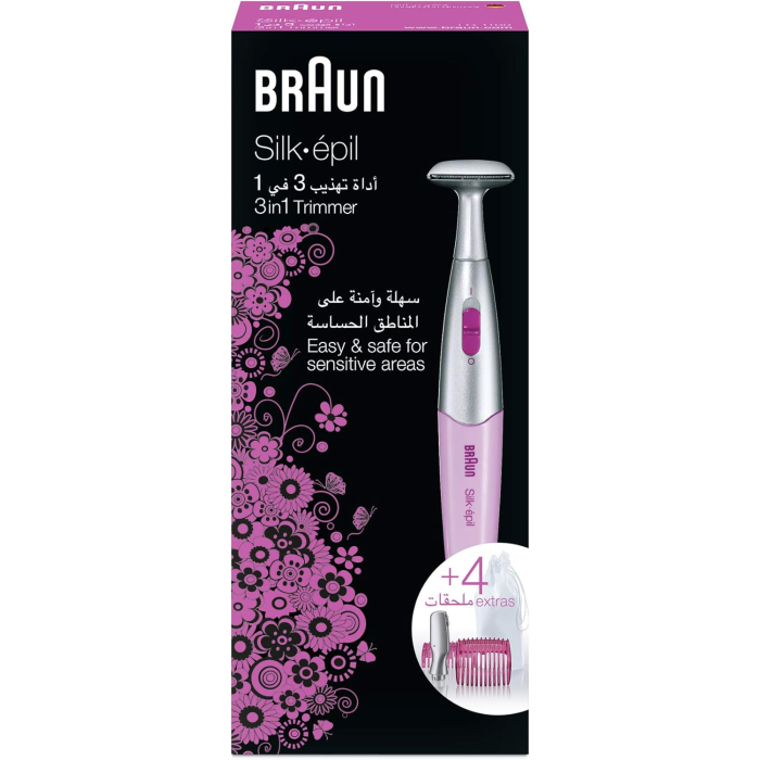 ماكينة حلاقة وتشذيب الشعر سيلكا بيل للنساء، قابل للشحن، FG1100 - فضي بينك