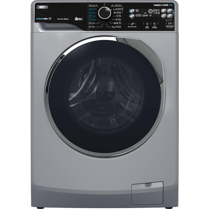 غسالة زانوسي تحميل أمامي فول أوتوماتيك ستيم ماكس انفرتر، سعة 7 كجم، ZWF7221SL7 - فضي