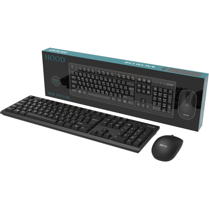 لوحة مفاتيح دوب سلكية مع ماوس، KM330 - أسود