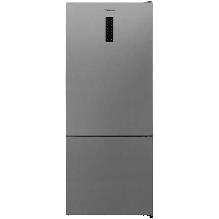 ثلاجة تورنيدو ديجيتال مع فريزر سفلي، نوفروست، سعة 430 لتر، RF-452BVT-SLS - فضي لامع