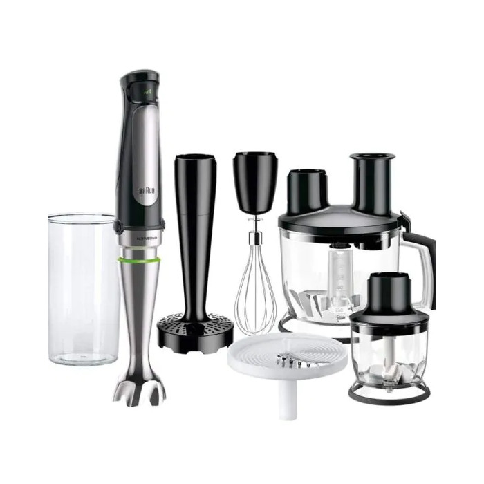 خلاط يدوي متعدد الاستخدام براون مالتي كويك 7، 350 مل، 1000 وات، فضي اسود - MQ7087X