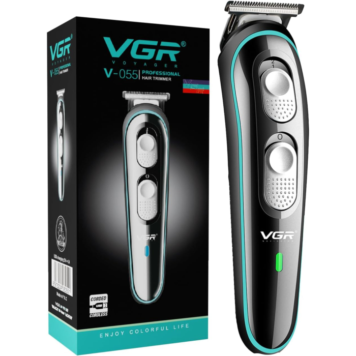 ماكينة تهذيب دقن في جي آر قابلة للشحن بروفيشنال، V-055 - أسود