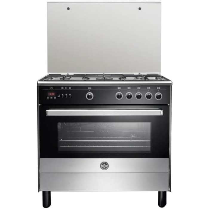 بوتاجاز لا جيرمانيا حر، 5 شعلات غاز، 90×60 سم، 9M10G4A1X4AWW -استانلس × أسود