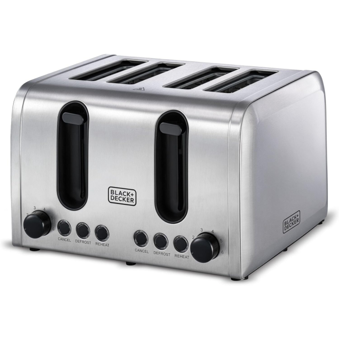  توستر بلاك اند ديكر 4 شرائح، 2100 وات - فضي - ET444-B5