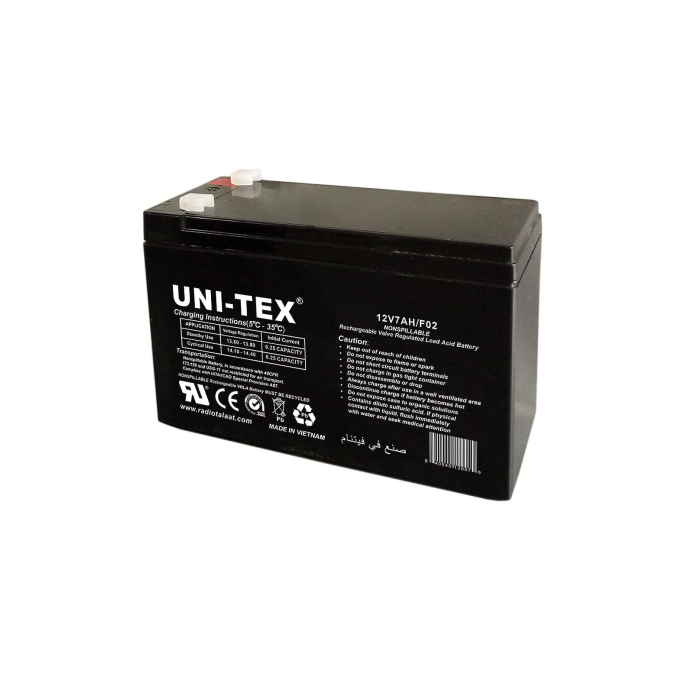 بطارية قابلة للشحن يونيتكس، 12 فولت، 7 أمبير، F02 - أسود