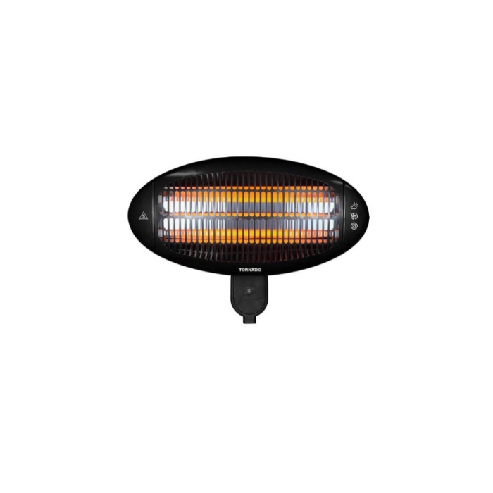 دفاية هالوجين كهربائية تورنيدو حائطية، 2000 وات، اسود - THH-2000W