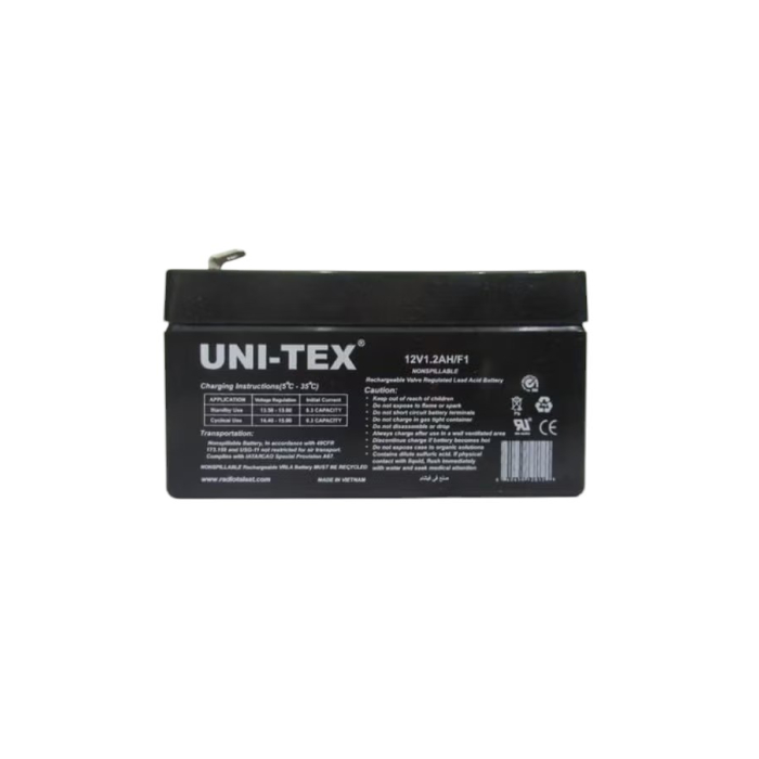 بطارية يونيتكس، 12 فولت، 1.2 أمبير، 12V1.2AH/F1 - أسود