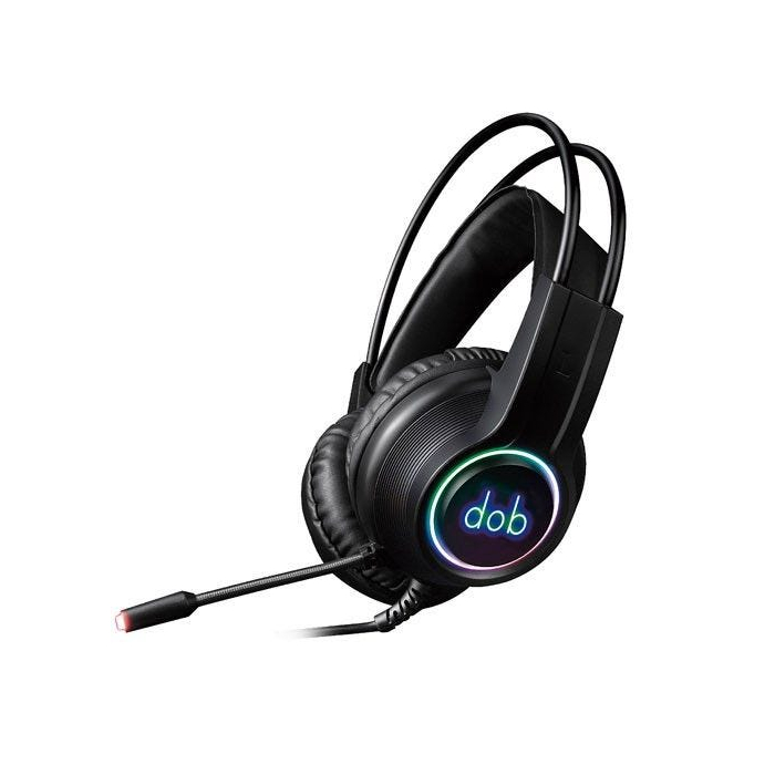 سماعة رأس جيمينج دوب سلكية بإضاءة ار جي بي مع مايك، H750GX - اسود